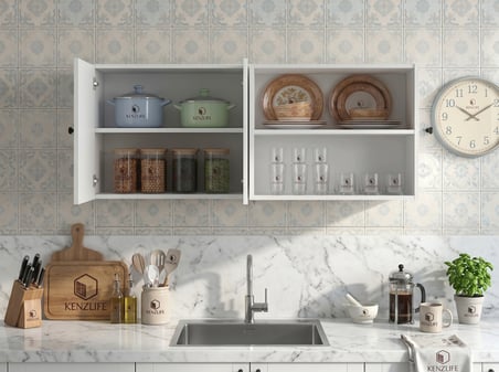 Kenzlife hazır mutfak dolabı supsup mat beyaz 160*60*32 arkalıklı suntalam