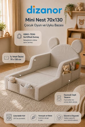 Dizanor Mini Nest 6’sı 1 Arada Modüler Bebek Oyun Parkı, Park Yatak, Beşik, Baza, Oyun Alanı ve Top