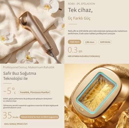 Robx A2030 IPL Sapphire Sogutma 35 joule Ultra Güç Hızlı Etki Çoklu Seri Otomatik Atım Gold