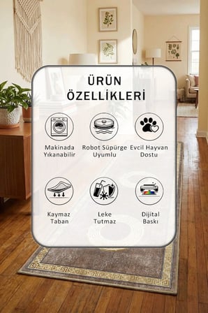 Momentum Yıkanabilir Kaymaz Taban Dijital Baskılı Yolluk Halı