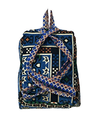Kilim Desenli El Yapımı Sırt Çantası – Etnik Tasarım, Dayanıklı ve Katlanabilir