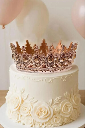 Pasta Üstü Tacı Mika Doğum Günü Taç Rose Gold