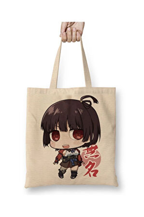 Mumei Koutetsujou No Kabaneri Beyaz Bez Çanta Uzun Saplı Alışveriş Çantası Plaj Çantası