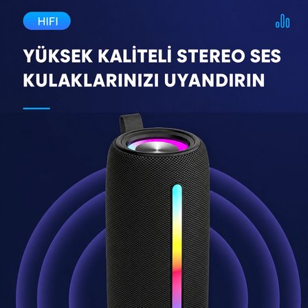 RGB Işıklı Bluetooth Hoparlör 16W Güçlü Bass TF Kart AUX FM Radyo Taşınabilir Speaker