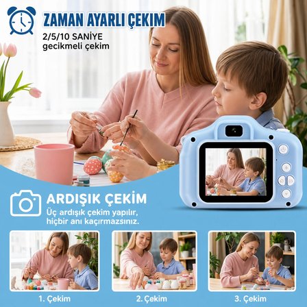 Çocuk Dijital Fotoğraf Makinesi + Şifreli Elektronik Kumbara Seti  Eğitici Oyuncak Para Biriktirme & Fotoğraf Çekme