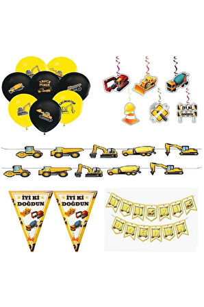 Çıtıpıtıstore Iş Makinaları Inşaat Temalı Süsleme Seti