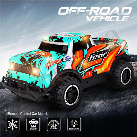 2.4GHz Uzaktan Kumandalı Full Fonksiyon LED Işıklı Gövde 3.7V Şarjlı 1:20 Off-Road Rc Araba