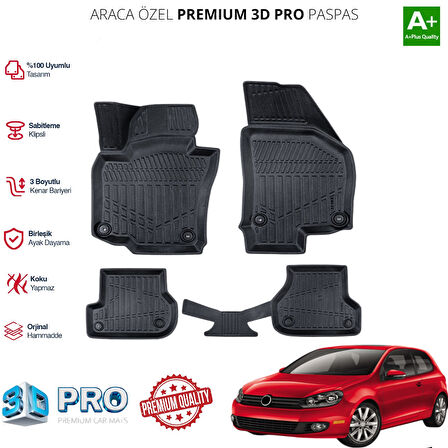 GOLF 6 ARACA ÖZEL 3D PASPAS 2008 2009 2010 2011 2012