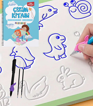 Çizmeyi Öğreten Oluklu (Kabartmalı) Kitabı | Sihirli Yazı Defterleri | Çocuk Aktive Eğitici Kitap