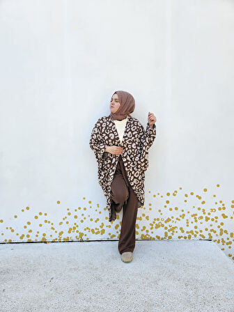 Leopar Desenli  Kimono İkili Takım