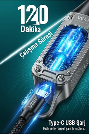 V-071 - Profesyonel Metal Saç, Sakal ve Ense Çizim Makinesi - Paslanmaz Çelik T-Bıçak Trimmer - Gümüş