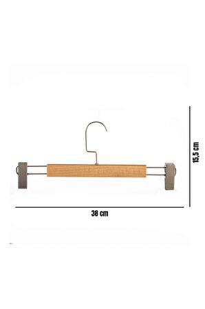 A Kalite 10 Adet Lamine Doğal Ahşap Mandallı Pantolon Askısı Etek Askısı