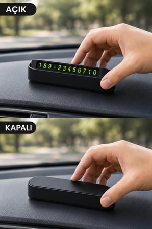 Gizlenebilir Araç Telefon Numaratörü Mıknatıslı Rakamlı Otopark Telefon Numarası Kartı Torpido Üstü Tek Hareketle Açılır Kapanır
