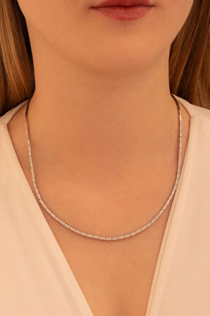 Kadın Gümüş Kolye - Duru Baget Taşlı Model Kadın Kolye