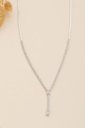 Kadın Gümüş Kolye - Süreyya Baget Taşlı Model Kadın Kolye