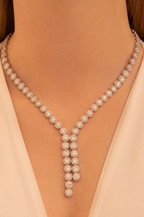 Kadın Gümüş Kolye - Idil Baget Taşlı Model Kadın Kolye