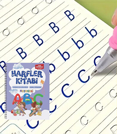 Harfleri Öğreten Oluklu (Kabartmalı) Kitabı | Sihirli Yazı Defterleri | Çocuk Aktive Eğitici Kitap