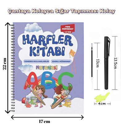 Harfleri Öğreten Oluklu (Kabartmalı) Kitabı | Sihirli Yazı Defterleri | Çocuk Aktive Eğitici Kitap