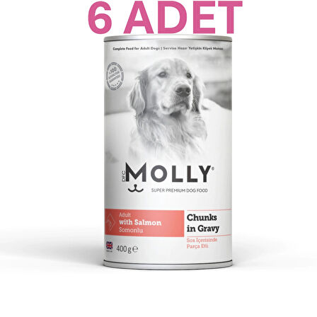 Molly Sos İçinde Parça Somonlu Yetişkin Köpek Konservesi 6*400gr(6 ADET)