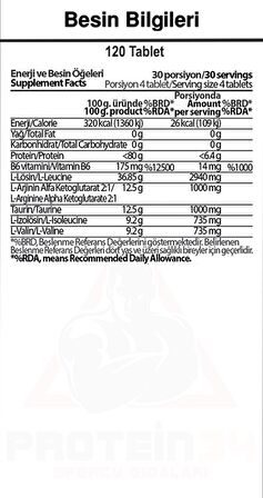 Bcaa 4:1:1 Atb6 30 Servis 120 Tablet Arginine