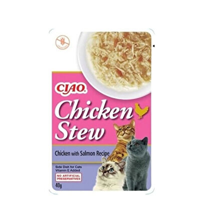 Ciao Chicken Churu Stew Tavuk Güveç ve Somon Balıklı Kedi Ödül Maması 6*40GR