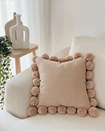 Ponponlu kırlent kılıfı