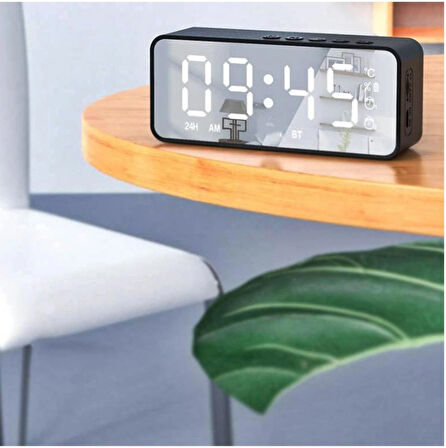 Akıllı Dijital Mini Masa Saati Sıcaklık Göstergeli LED Ekran - Radyo - Çalar Saat KMS-11 _12