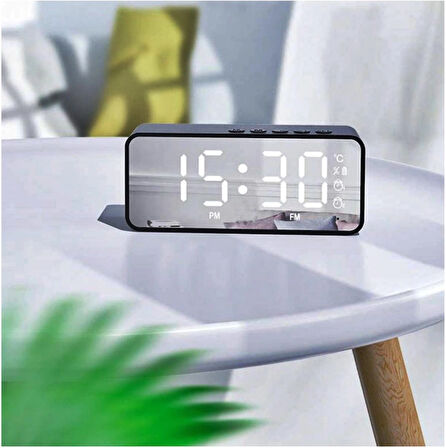 Akıllı Dijital Mini Masa Saati Sıcaklık Göstergeli LED Ekran - Radyo - Çalar Saat KMS-11 _12