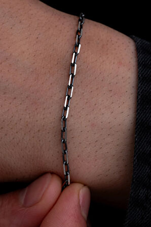 Erkek Gümüş Bileklik - 925 Ayar Oksitli Forse Zincir Gümüş Bileklik