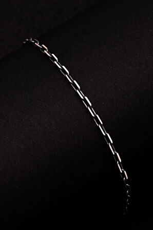 Erkek Gümüş Bileklik - 925 Ayar Oksitli Forse Zincir Gümüş Bileklik