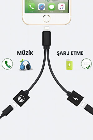 QASUL Lightning Kulaklık Şarj Çoklayıcı iphone Uyumlu Çevirici Dönüştürücü Adaptör