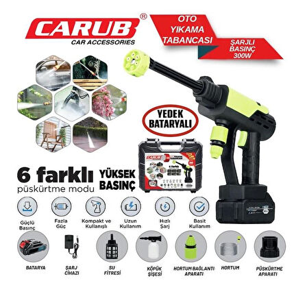 CARUB Oto YıkamaTabanca Şarjlı 300W Yedek Batarya