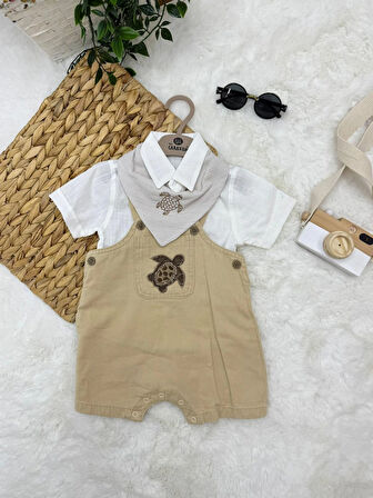 ERKEK BEBEK PAMUKLU ÇIKARILABİLİR ÖNLÜK AKSESUARLI 3 PARÇA TULUM