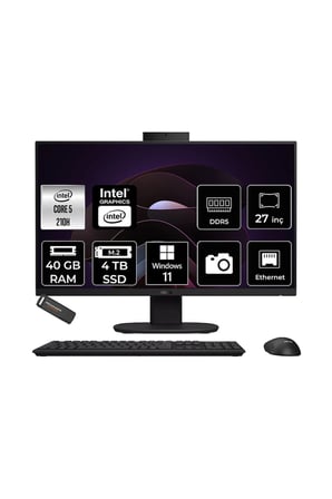 V470 Intel Core 5 210H 40GB 4TB SSD 27" FHD 100Hz W11H All in One Bilgisayar & PER4 USB Bellek