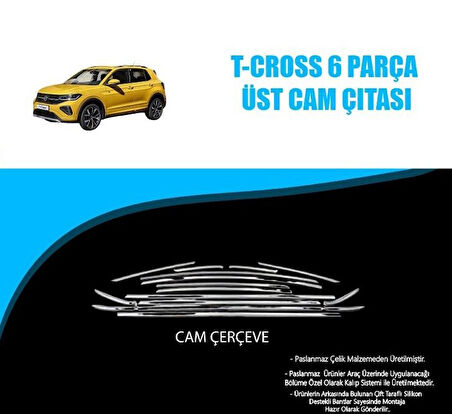 Volkswagen T-Cross 6 Parça Üst Krom Cam Çıtası