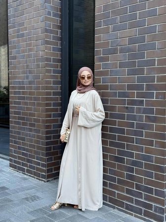 3 Parça Pamuk Krep Abaya Takım