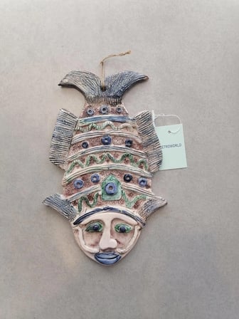 Balık Figürlü Seramik Duvar Maskı