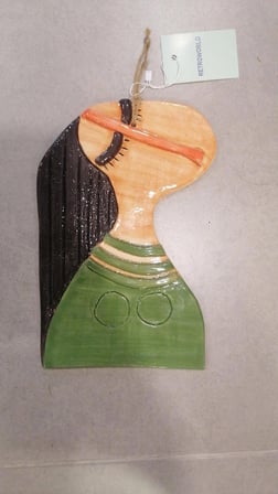 Soyut Kadın Figürlü Seramik Duvar Maskı