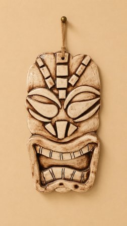 Tiki Surat Figürlü Seramik Duvar Maskı