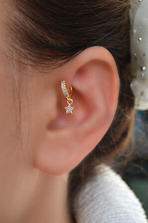 6 mm Yıldızlı Halka Piercing Forward Helix Tragus Kıkırdak Helix Yıldız Piercing