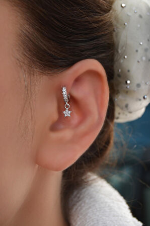 6 mm Yıldızlı Halka Piercing Forward Helix Tragus Kıkırdak Helix Yıldız Piercing