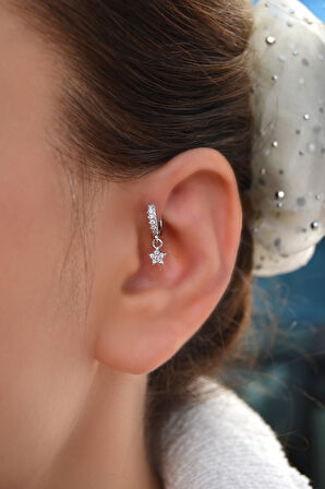 6 mm Yıldızlı Halka Piercing Forward Helix Tragus Kıkırdak Helix Yıldız Piercing