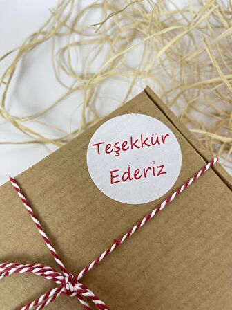 Teşekkür Ederiz 50 mm Beyaz Yuvarlak Sticker Etiket 100 Adet