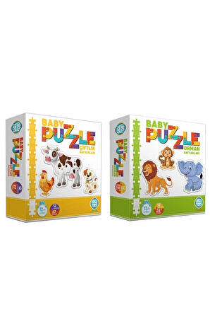 Set - Circle Toys Baby Puzzle Çiftlik ve Orman Hayvanları 2'li Eğitici Set