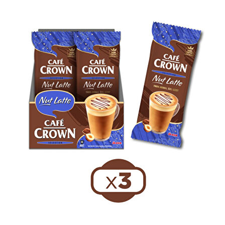 Cafe Crown Nut Latte 21,5 gr 10 lu x 3 Kutu