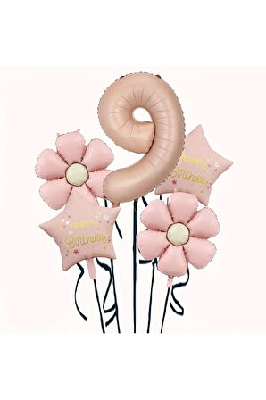 PEMPE PAPATYA YILDIZ FOLYO BALONLU YAŞ BALON SET