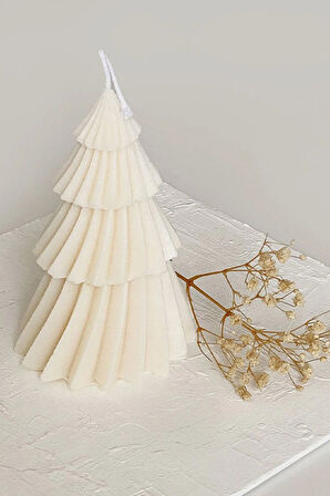 Yılbaşı Çam Ağacı Dekoratif Sandal Kokulu Soya Mum Büyük Boy