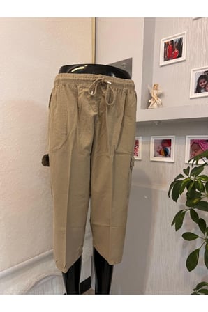Unisex M-5XL beden %100 Natural Hambezi Keten Komando Cep  Kapri