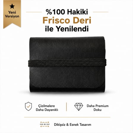 Hakiki Deri Kartlık Dikişsiz ve Lastikli Tasarım 