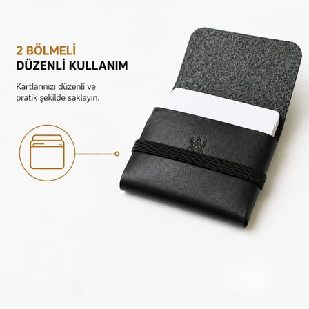 Hakiki Deri Kartlık Dikişsiz ve Lastikli Tasarım 